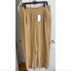 Vince High-Rise Cropped Silk Pants in Gold